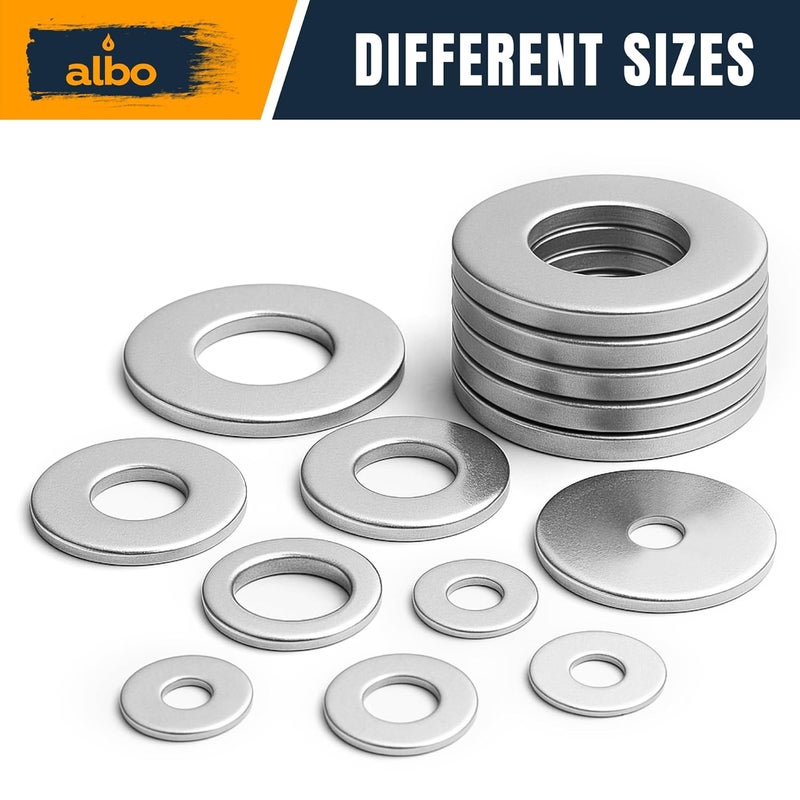 ALBO 100 Pcs Stainless Steel Fender Flat Washers 3/8" x 1-1/2" for Bolts and Screws, 304 Stainless Steel Hardware for Construction and DIY - Image 4